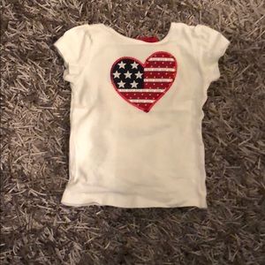 Gymboree white T-shirt with a heart American flag